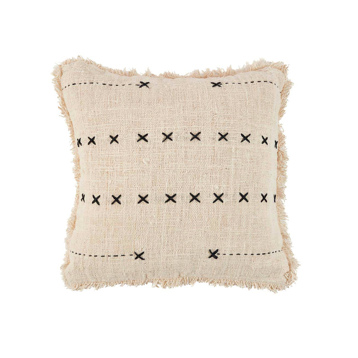 Kussenhoes French Kiss – katoen, naturel/zwart, 50x50 cm