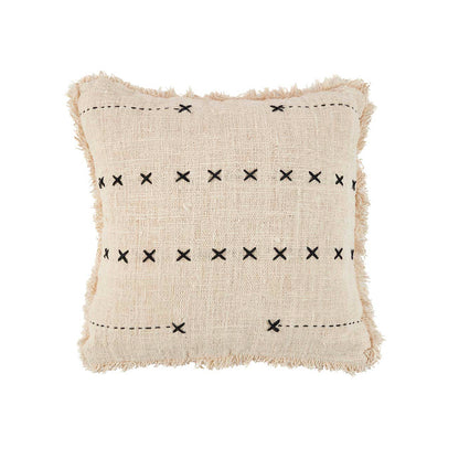 Kussenhoes French Kiss – katoen, naturel/zwart, 50x50 cm