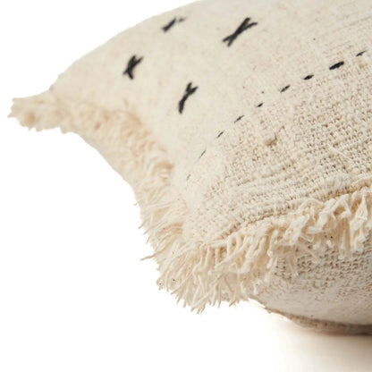 Kussenhoes French Kiss – katoen, naturel/zwart, 50x50 cm