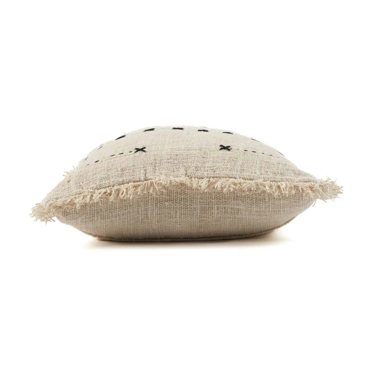 Kussenhoes French Kiss – katoen, naturel/zwart, 50x50 cm