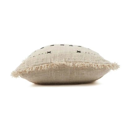 Kussenhoes French Kiss – katoen, naturel/zwart, 50x50 cm