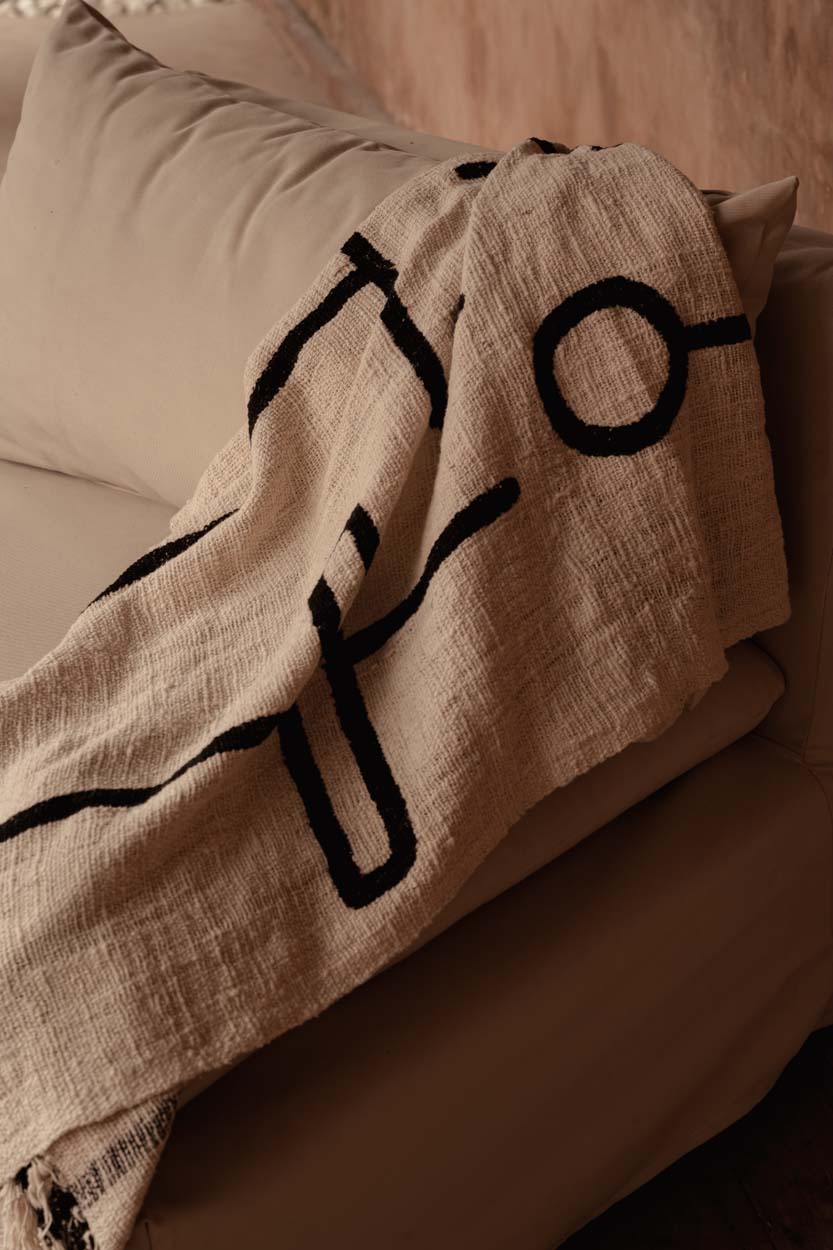 The Evil Eye Bed Throw - Natural Black