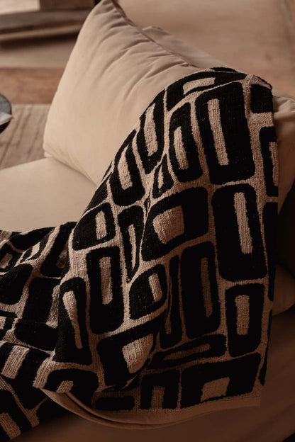 The Aztec Bed Throw - Natural Black