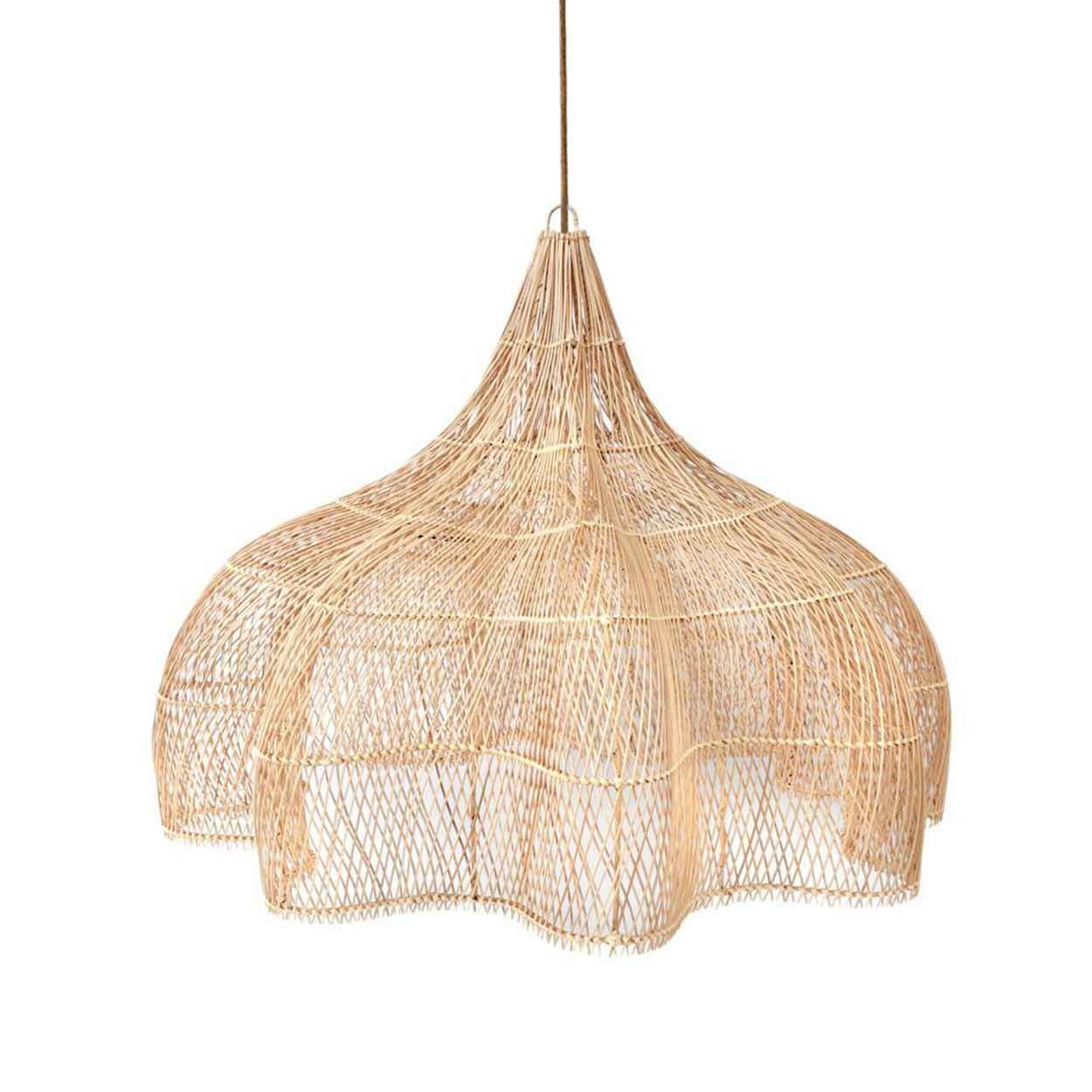 Hanglamp Whipped – rattan, naturel, XL ø110×80 cm