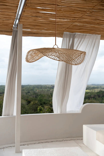 Hanglamp Chapeau – rattan, naturel, L ø75×20 cm