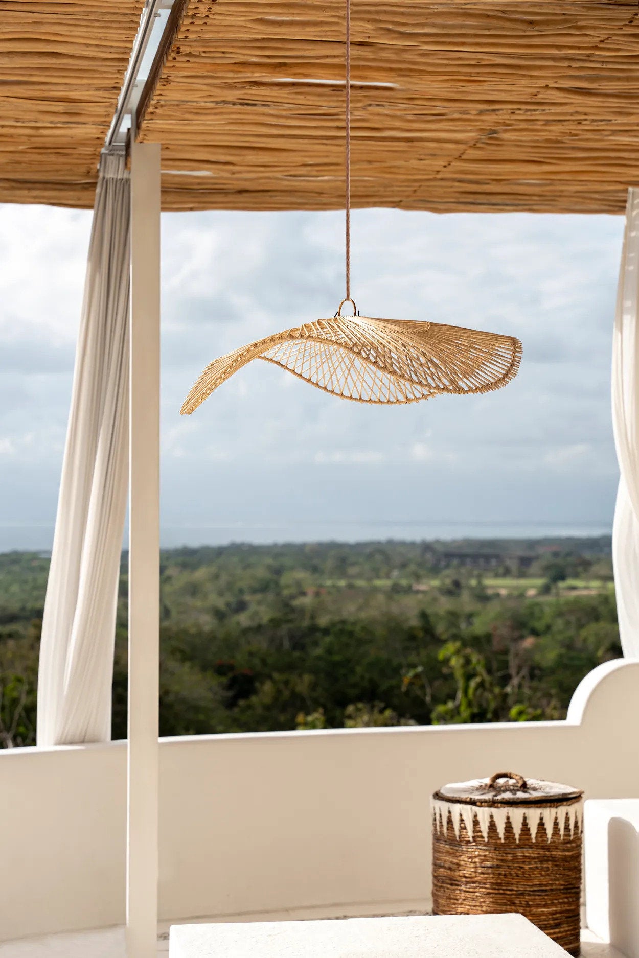 Hanglamp Chapeau – rattan, naturel, L ø75×20 cm