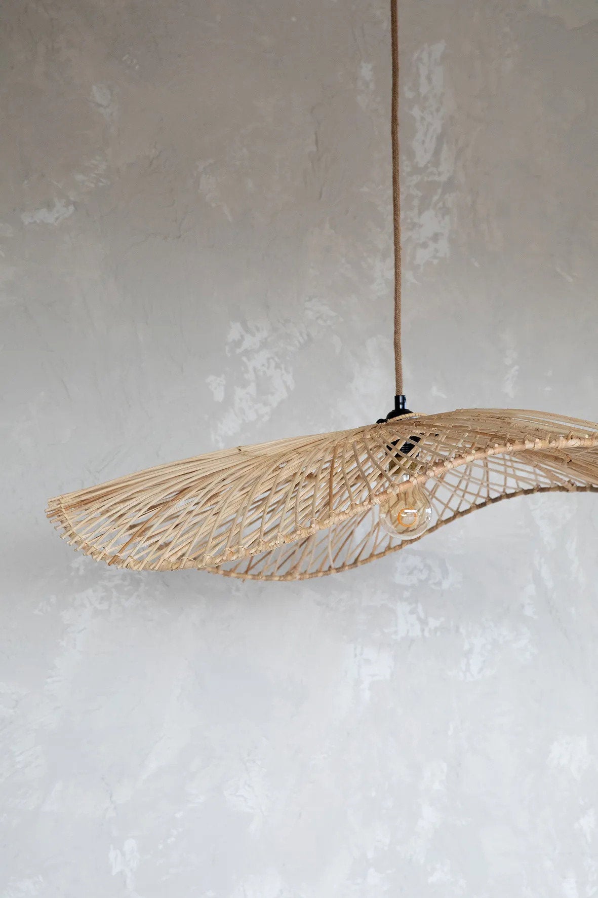 Hanglamp Chapeau – rattan, naturel, L ø75×20 cm