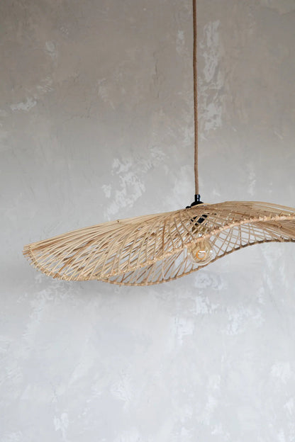 Hanglamp Chapeau – rattan, naturel, L ø75×20 cm