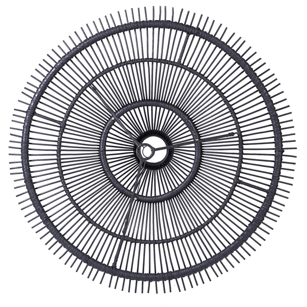 Hanglamp Sky – rattan, zwart, ø150×43 cm