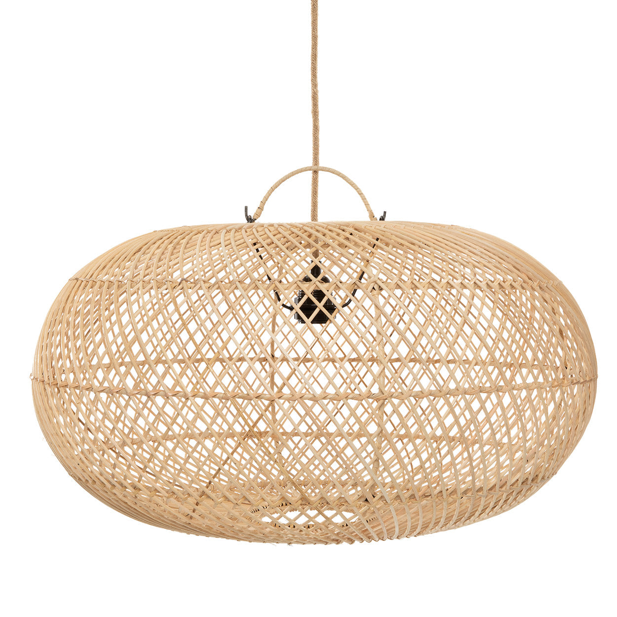 Hanglamp Wholly – rattan, naturel, ø60×32 cm