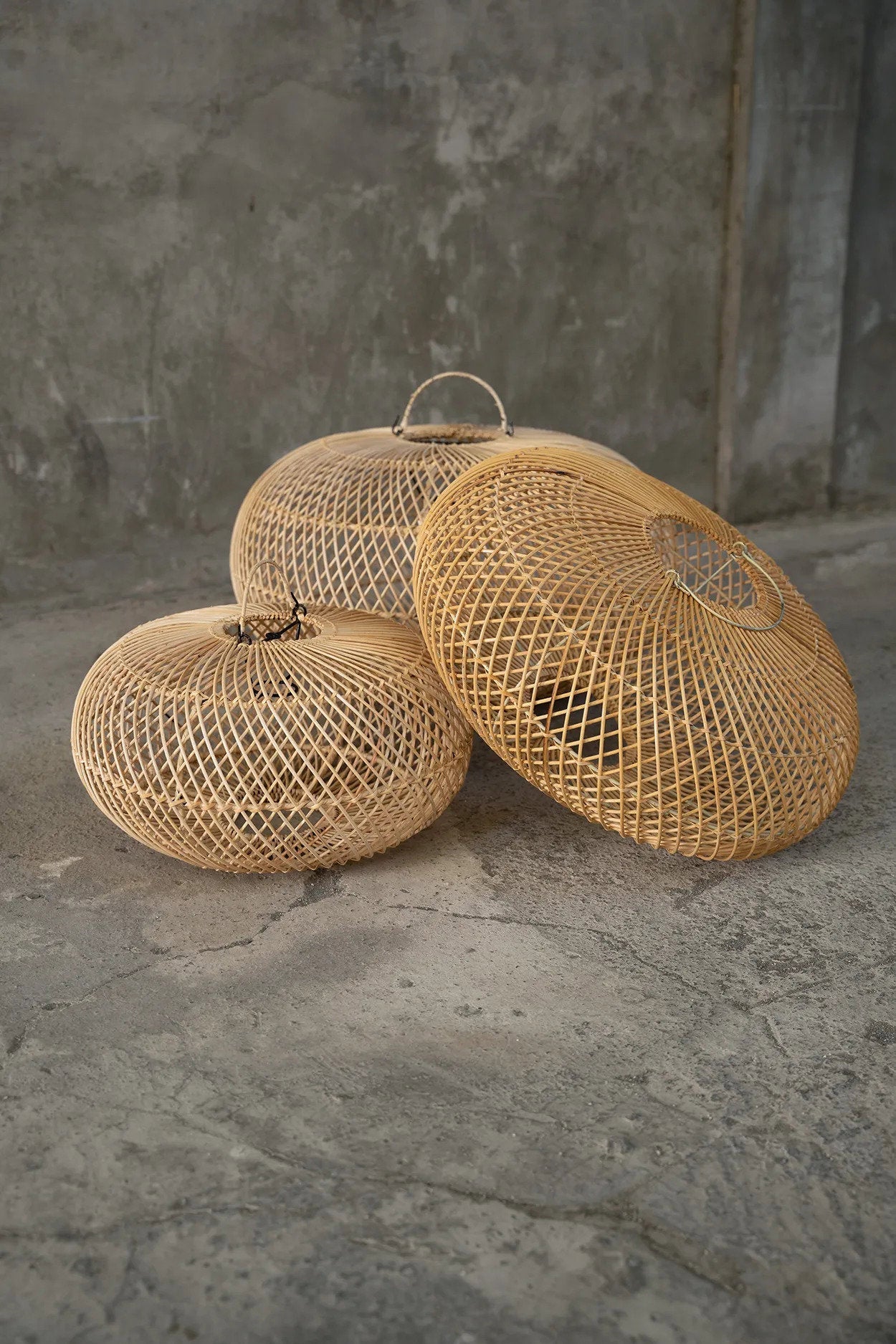 Hanglamp Wholly – rattan, naturel, ø60×32 cm