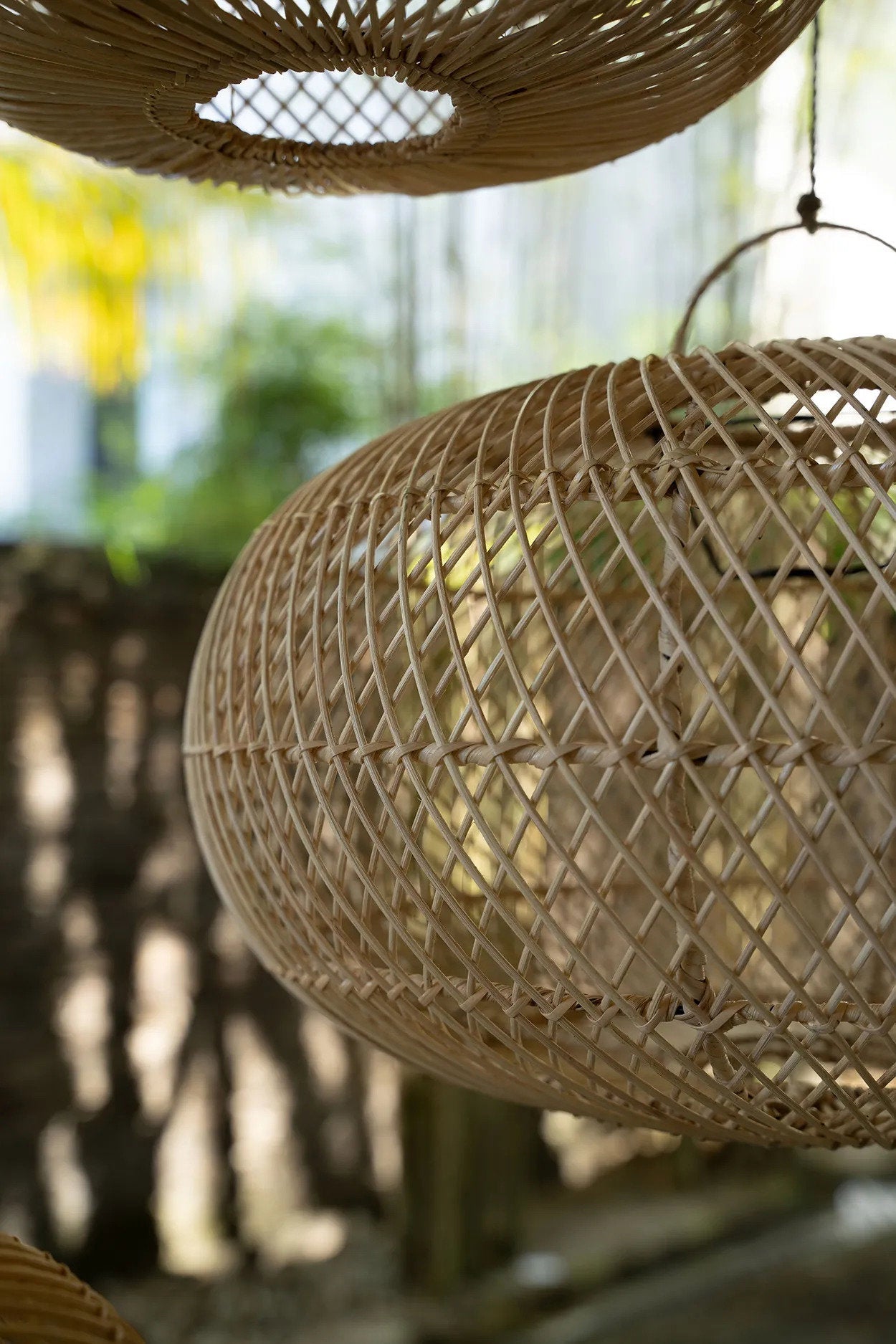 Hanglamp Wholly – rattan, naturel, ø60×32 cm