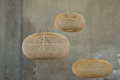 Hanglamp Wholly – rattan, naturel, ø60×32 cm