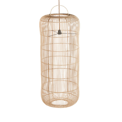 Lámpara colgante Bozelo – ratán, natural, ø50×120 cm