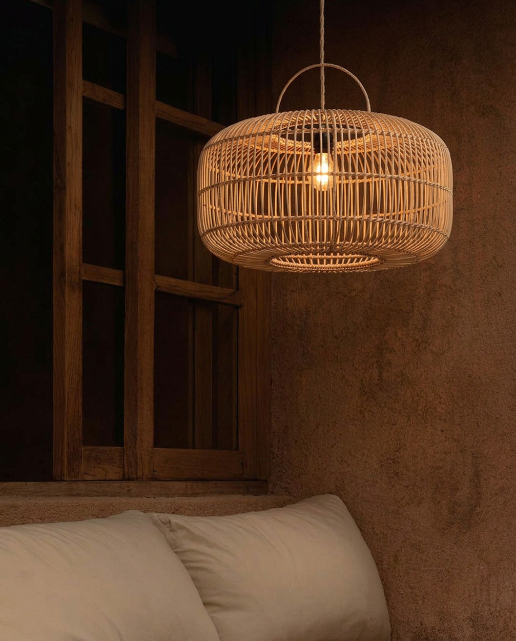 Hanglamp Arun – rattan, naturel, ø55×30 cm