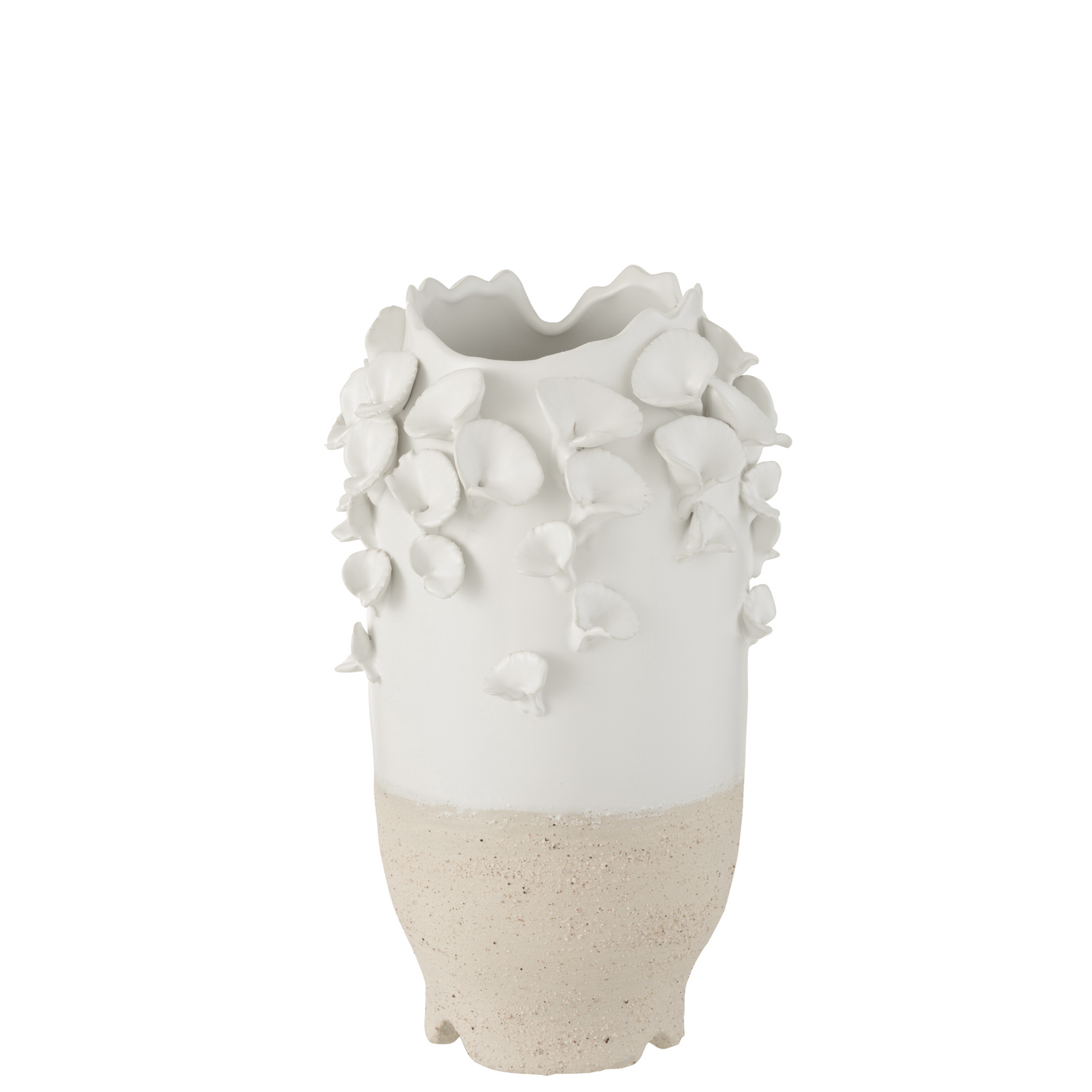 VASE ANEMONE CERAMIC WHITE/BEIGE SMALL