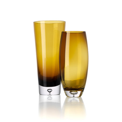 Vaas Sunset Glow – gerecycled glas, bruingoud, 13x13x30 cm