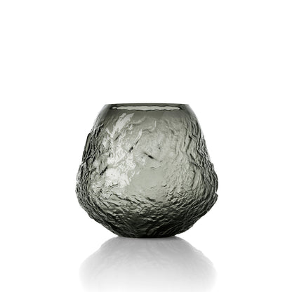 Vaas Earth Crater – gerecycled glas, zwart, ø26×24 cm
