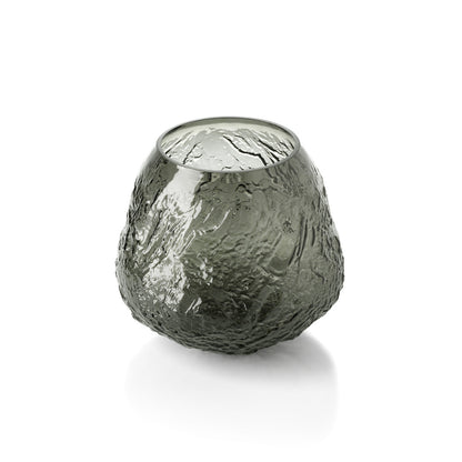 Vaas Earth Crater – gerecycled glas, zwart, ø26×24 cm
