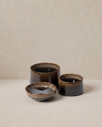 Kom Kyoto – keramiek, donkerbruin, ø16×8 cm, L