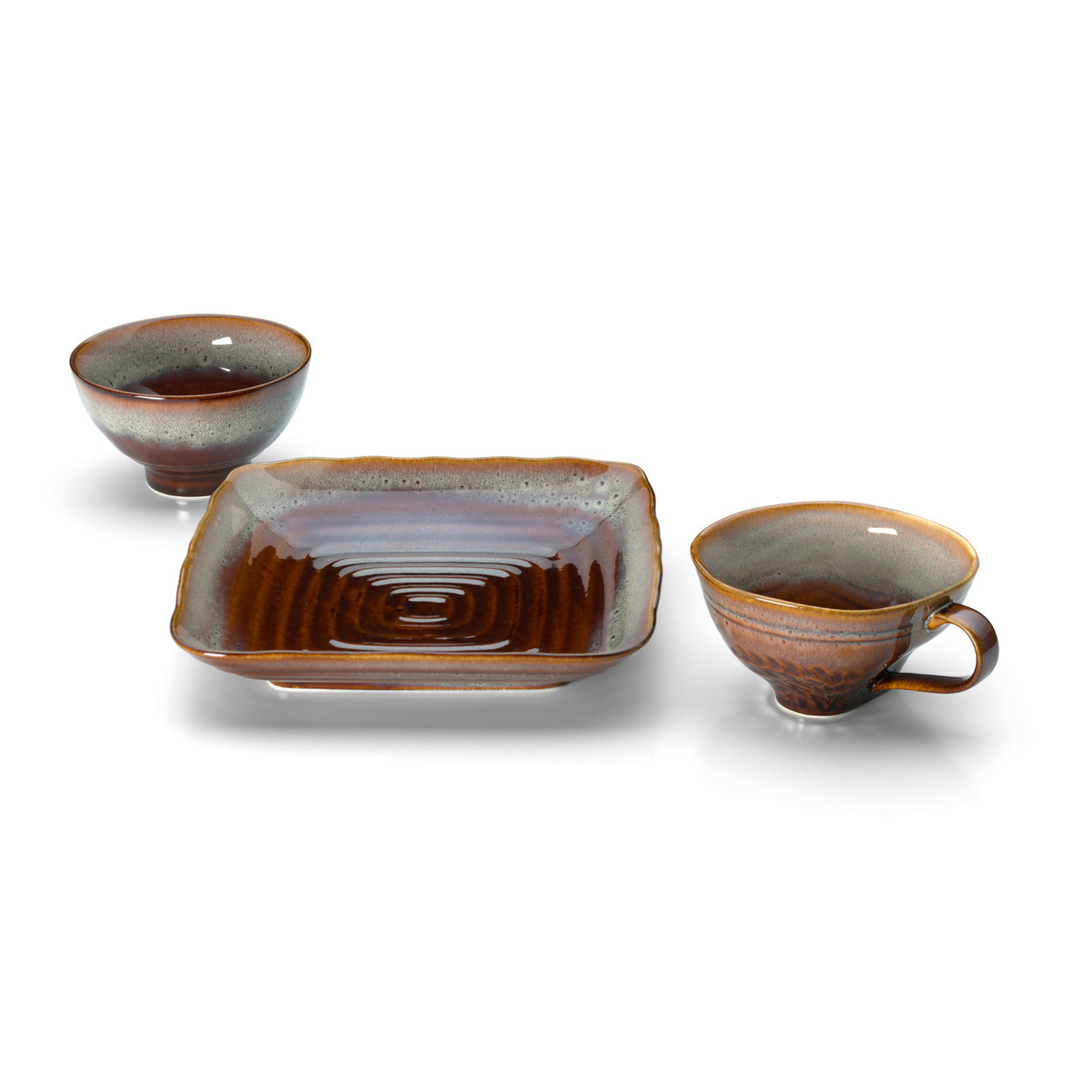 Bord Smoked Horizon – keramiek, bruingrijs, 21x21 cm