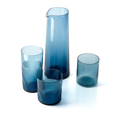 Szklanka Azure Rippled – niebieska, niska