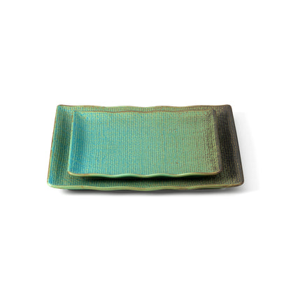 Bord Lagoon – keramiek, lagunegroen, vierkant 25x25 cm
