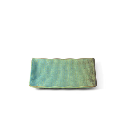 Bord Lagoon – keramiek, aquagroen/bruin, vierkant 20x20 cm