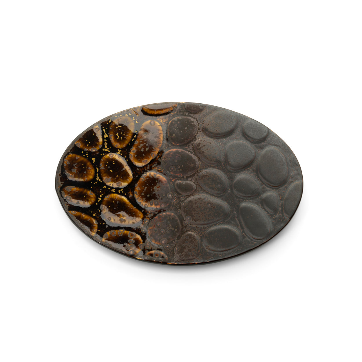 Bord Merapi – keramiek, bruin, ovaal 25x18 cm