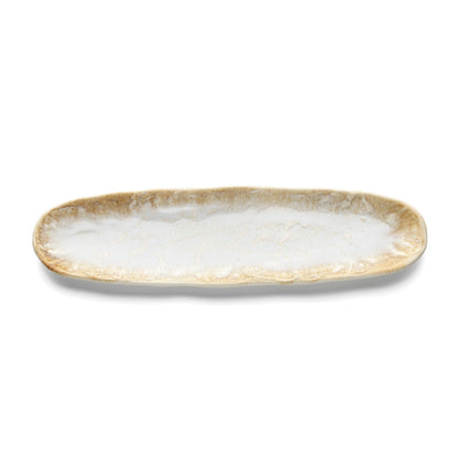 Serveerschaal Da Rocha – keramiek, wit, ovaal 40x11 cm