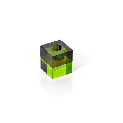 Kaarsenhouder Gem Blocks – gerecycled glas, rookgroen, 5x5x5 cm