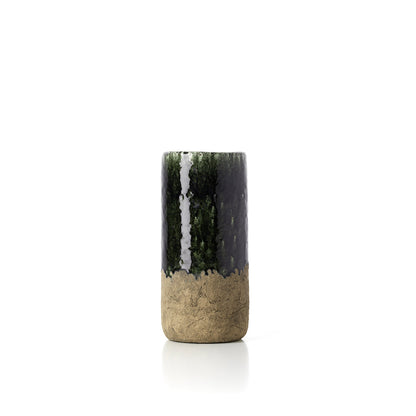 Vaas Moss Cylinder – steengoed, betongroen, ø13×29 cm
