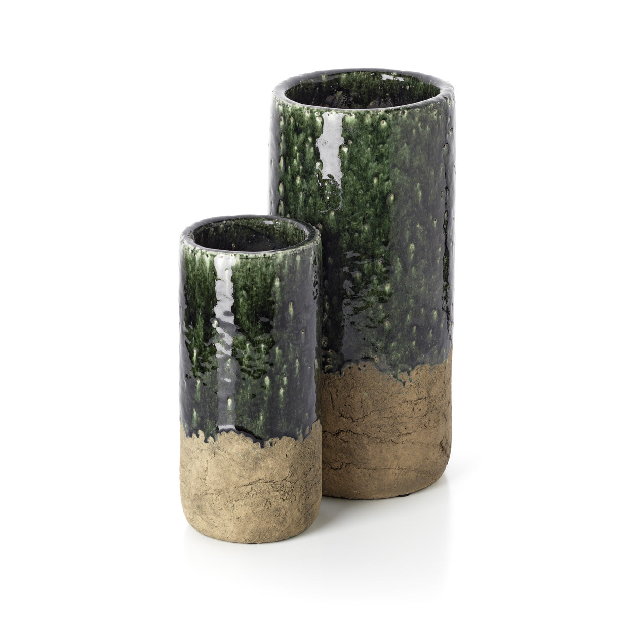 Vaas Moss Cylinder – steengoed, betongroen, ø13×29 cm