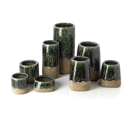 Vaas Moss Cylinder – steengoed, betongroen, ø13×29 cm