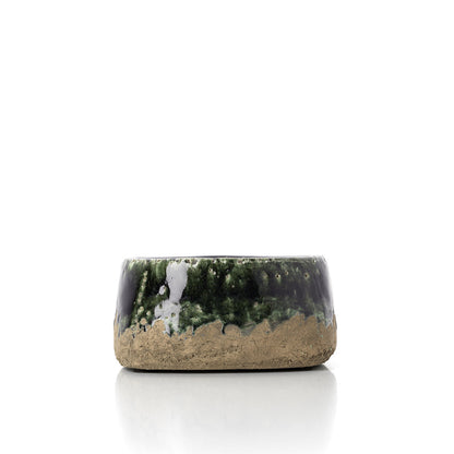 Plantenschaal Moss – steengoed, betongroen, ø16×8 cm
