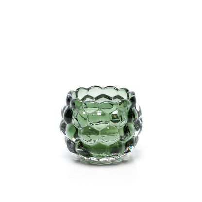 Kaarsenhouder Bubble Glow – gerecycled glas, groen, ø11×8 cm
