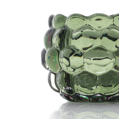 Kaarsenhouder Bubble Glow – gerecycled glas, groen, ø11×8 cm