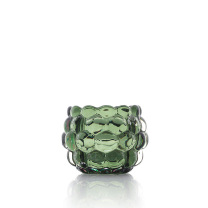 Kaarsenhouder Bubble Glow – gerecycled glas, groen, ø11×8 cm