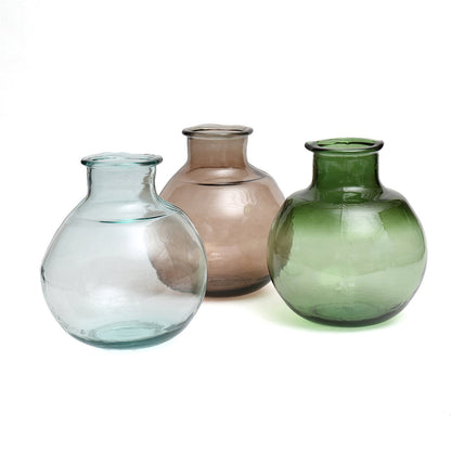 Vaas Yugang – gerecycled glas, groen, ø25x31 cm