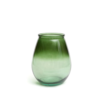 Vaas Qiezi – gerecycled glas, groen, ø19×23 cm