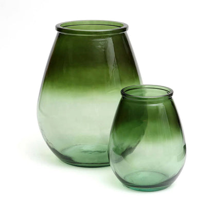 Vaas Qiezi – gerecycled glas, groen, ø19×23 cm