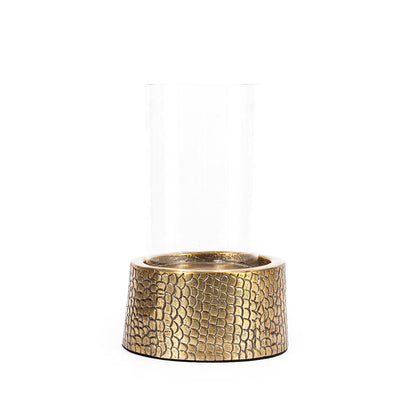 Krokodil Kerzenhalter mit Glas – Messing, M