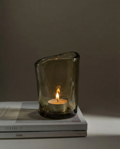 Kandelaar Nocturne – lavaglas, antraciet, ø12×16 cm
