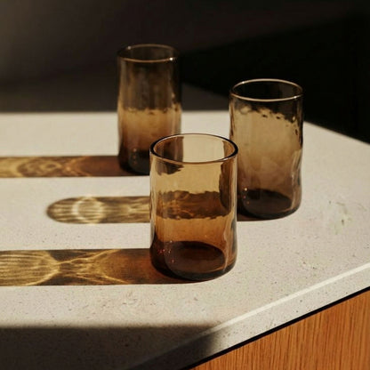 Drinkglas Dusk hoog – gerecycled glas, antraciet, ø8×13 cm