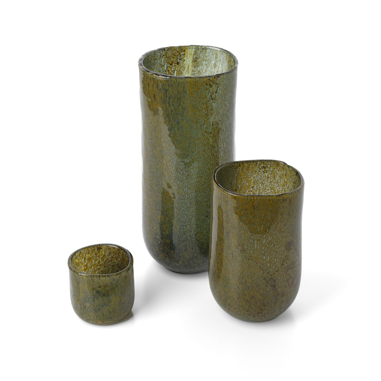 Vaas Forest – glas, olijfgroen, ø14×33 cm, hoog