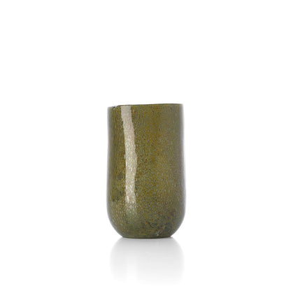 Vaas Forest – glas, olijfgroen, ø13×22 cm, laag