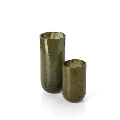Vaas Forest – glas, olijfgroen, ø13×22 cm, laag