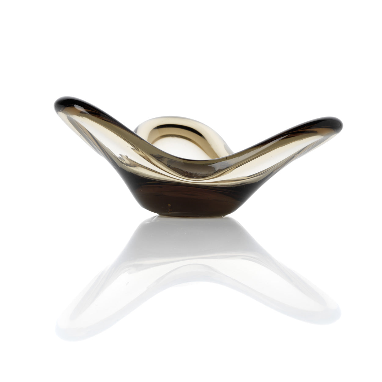 Kandelaar Liquid Form – glas, rookgrijs, ø16×8 cm