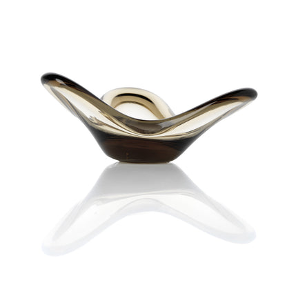 Kandelaar Liquid Form – glas, rookgrijs, ø16×8 cm