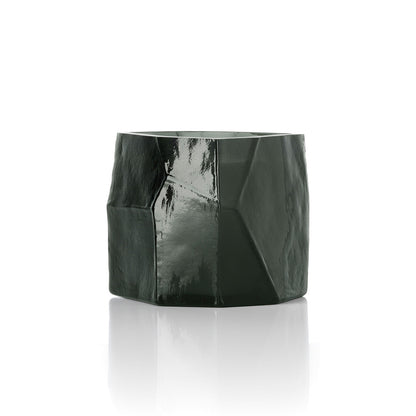 Waxinelichthouder Olivine – glas, rookgrijs, 10×9×9 cm
